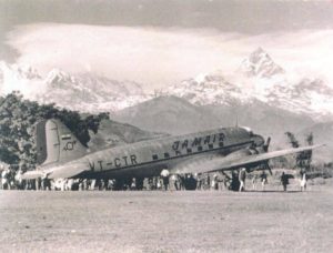 Old image of first plane in Nepal